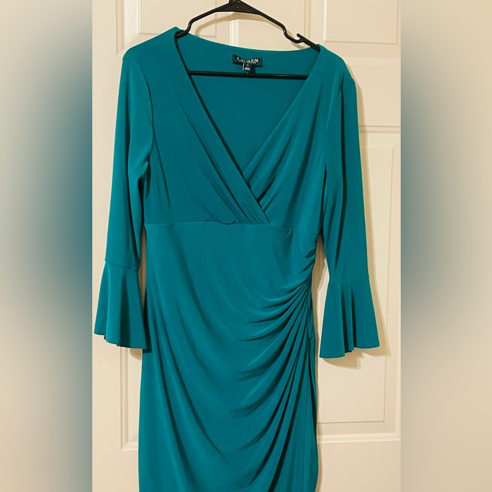Lauren Ralph Lauren Teal Long Sleeve Dress
